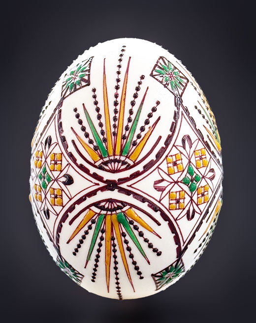 Entenei in Wachstechnik zweifarbig grün/ocker