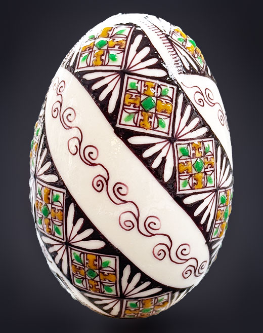 Entenei in Wachstechnik zweifarbig grün/ocker