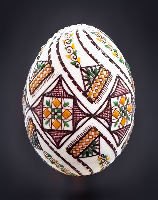 Entenei in Wachstechnik zweifarbig grün/ocker