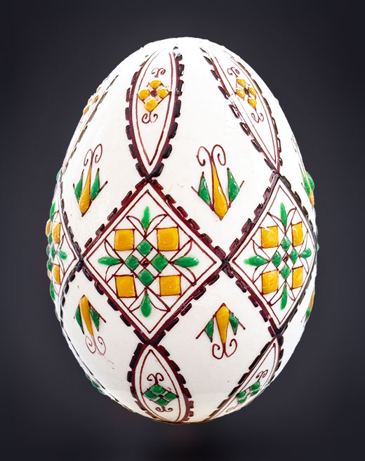 Entenei in Wachstechnik zweifarbig grün/ocker