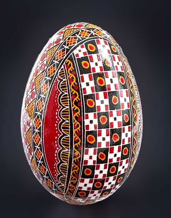 Gänseei in Batiktechnik glänzend